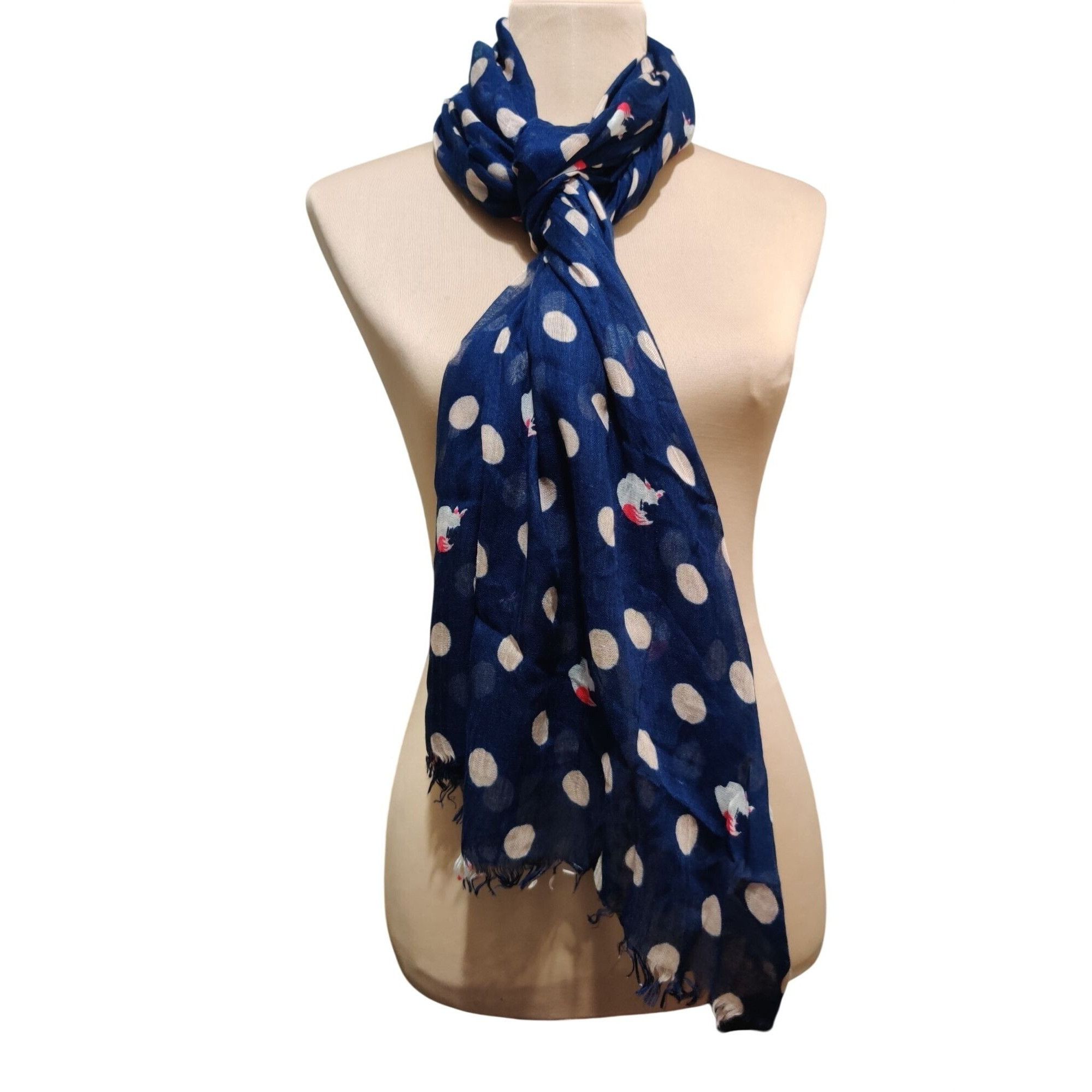 Gap GAP Womens Navy Blue Scarf Polka Dot Fox Print Modal Lightwe Size ONE SIZE - 9 Thumbnail