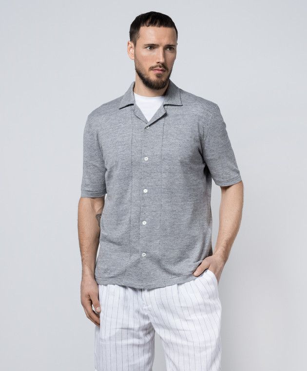 Brunello Cucinelli o1w1db10725 Cardigan With Linen in Grey Size US M / EU 48-50 / 2 - 2 Thumbnail
