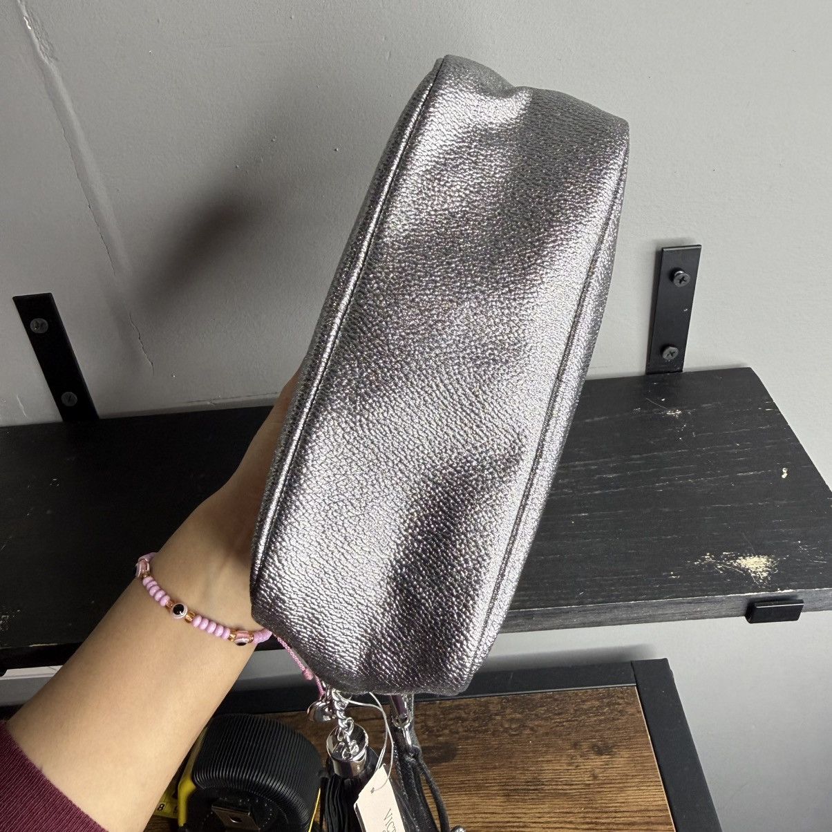 Victoria's Secret Victoria's Secret Metallic Silver Mini Crossbody with Tassel Size ONE SIZE - 4 Thumbnail