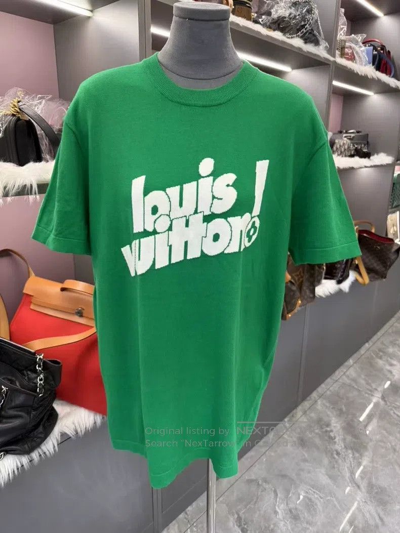 Louis Vuitton Louis Vuitton Green slogan logo knit half-sleeve T-shirt Size US L / EU 52-54 / 3 - 3 Thumbnail