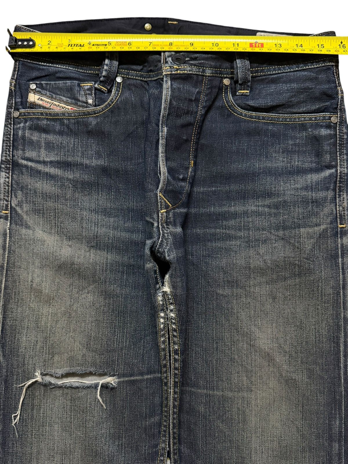 Diesel Vintage 90s Diesel Industry Blue Faded Wash Distress Jeans Size US 31 - 7 Thumbnail