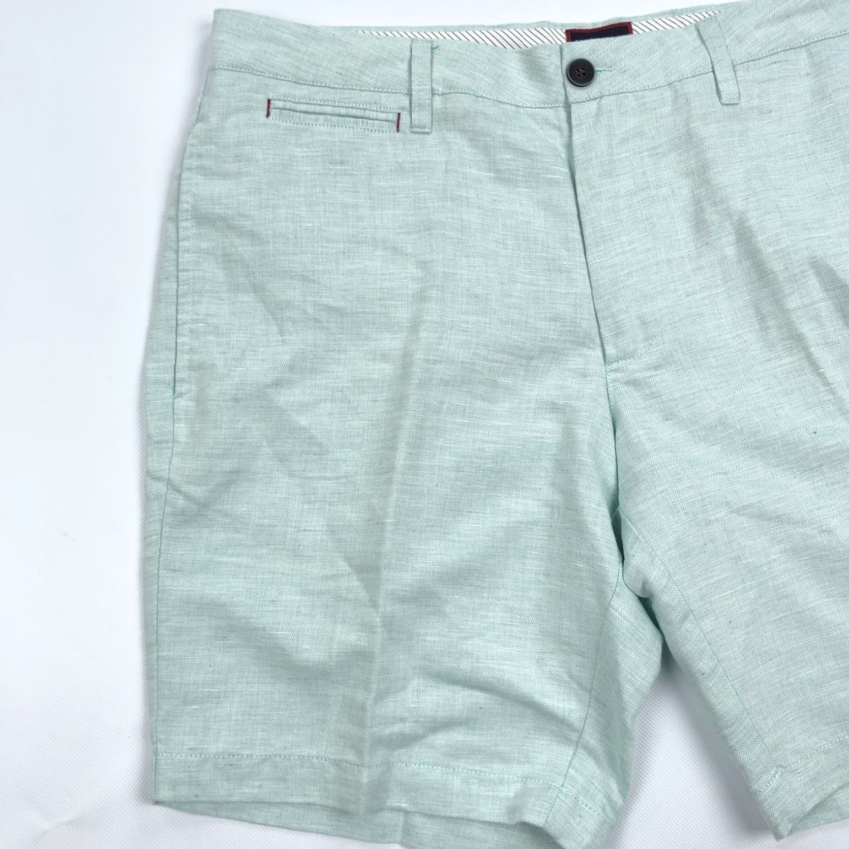 UNTUCKit UNTUCKIT Men's W36 Paumanok Linen Blend Chino Shorts Light Green Flat Front Size US 36 / EU 52 - 2 Thumbnail