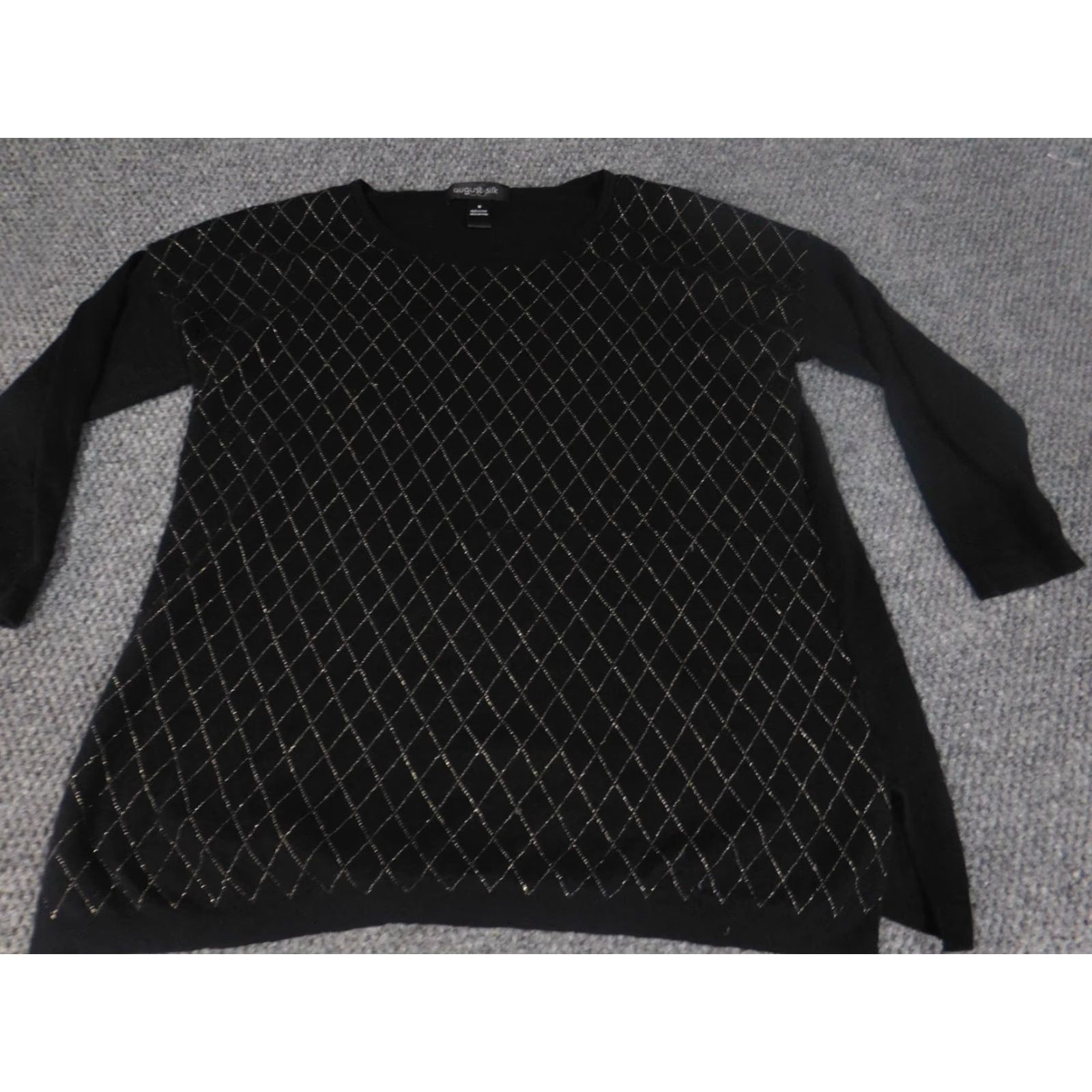 Vintage **Womens August Silk Black Chunky-Knit Medium Sweater** User: **August Silk Womens Black Medium Chunky-Knit Sweater** Size M / US 6-8 / IT 42-44 - 3 Thumbnail