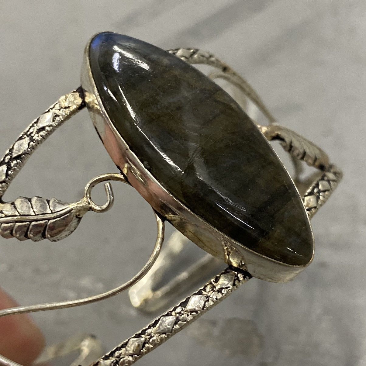 Kapital × Vintage Vtg 60s 70s Blue Labradorite Sterling Silver Gothic Cuff Size ONE SIZE - 5 Thumbnail