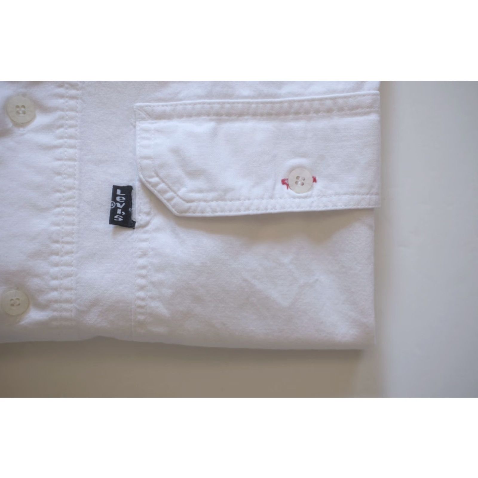Levi's VINTAGE Levi's Shirt Button-Down Short Sleeve Cotton 1992 90s M White Mens Shirt Size US M / EU 48-50 / 2 - 5 Thumbnail