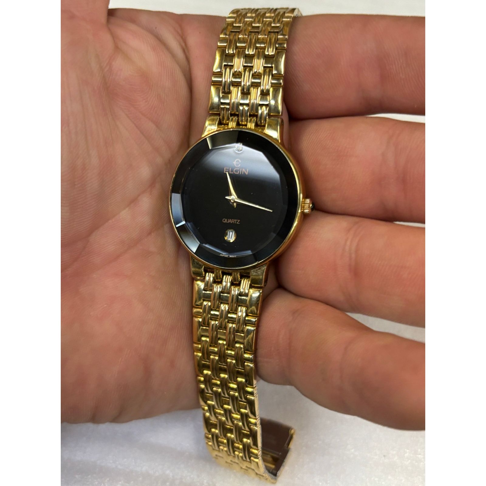 Elgin National Watch Company Elgin FM178 Beveled Face Gold Tone Men’s Watch! New Battery! Size ONE SIZE - 6 Thumbnail