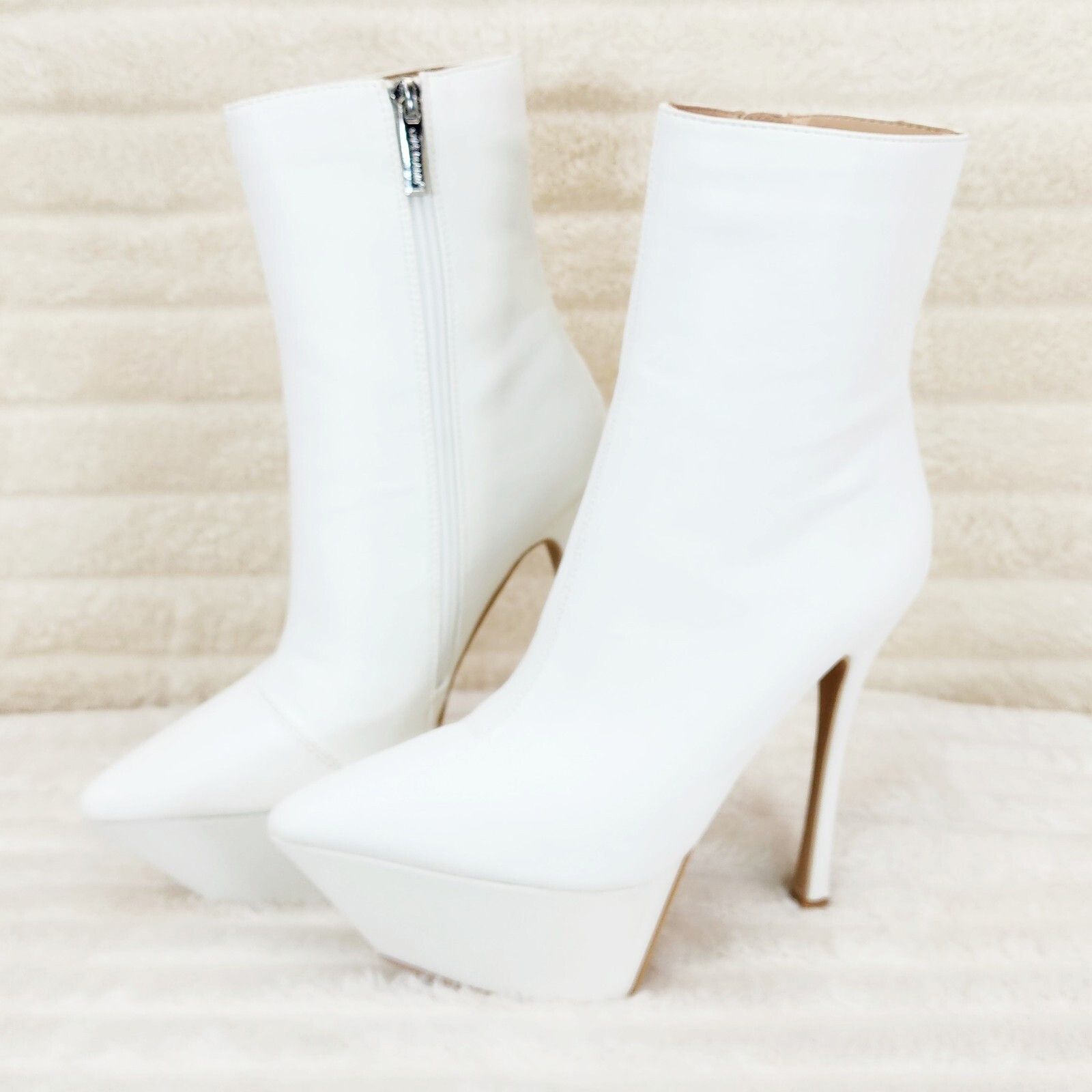Other Kinder Pointy Toe Platform Stiletto Heel Ankle Boots Bright Size US 8 / IT 38 - 6 Thumbnail