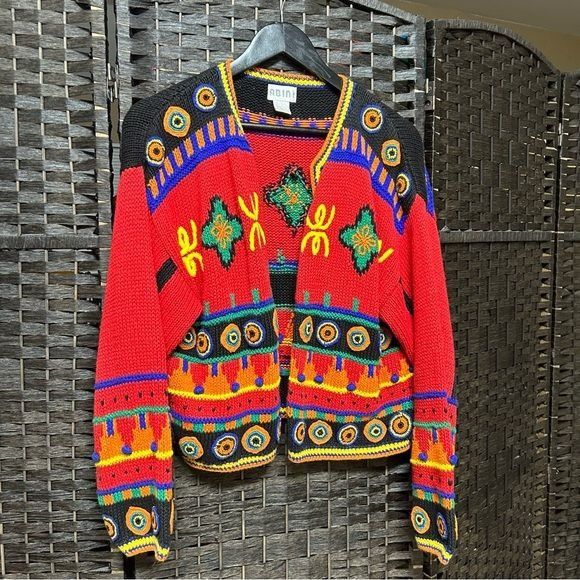 Vintage Vintage hand knit vintage cardigan by Abini medium chunky we Size M / US 6-8 / IT 42-44 - 2 Thumbnail