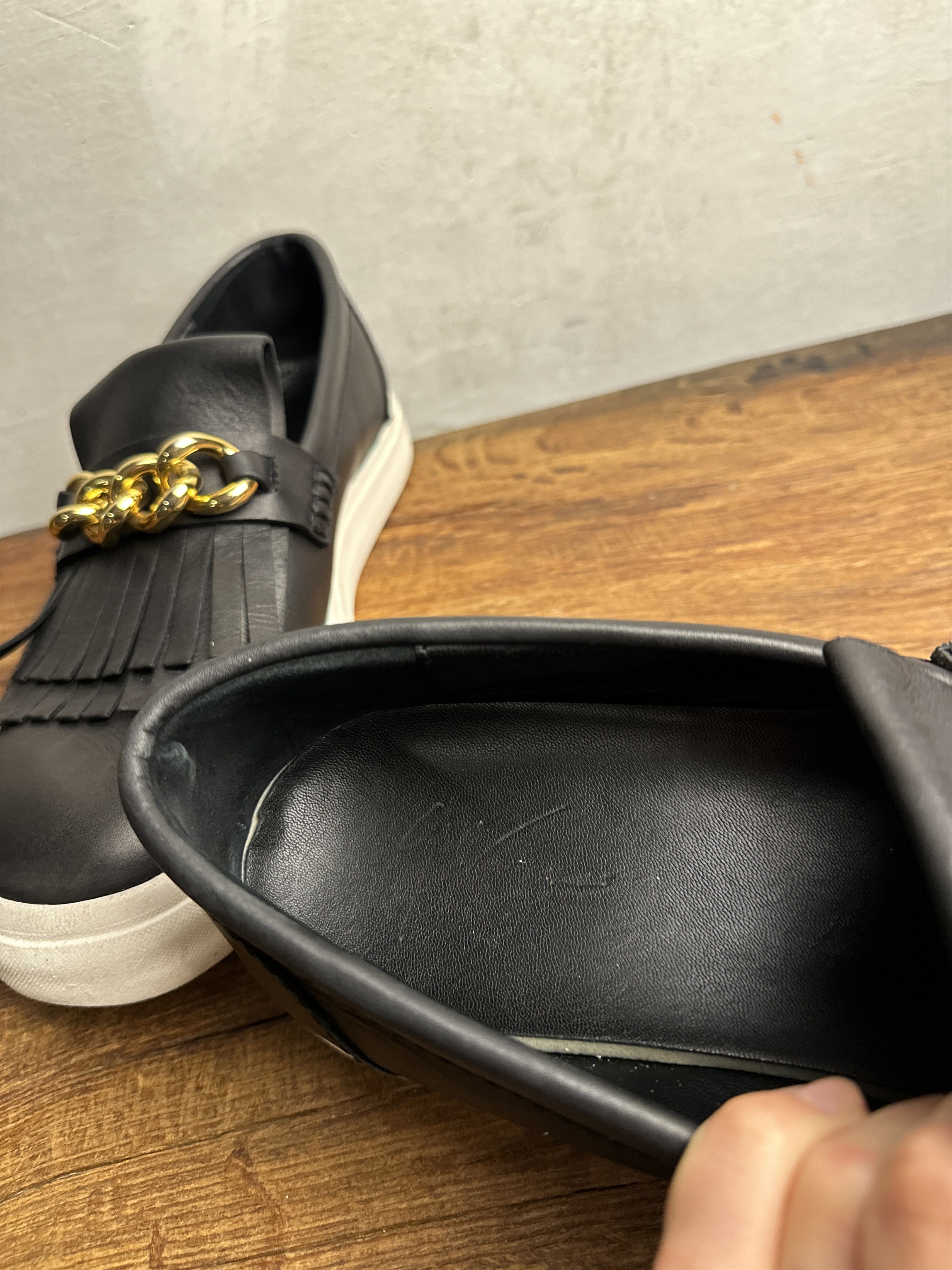 Giuseppe Zanotti Giuseppe Zanotti Black Fringed Leather Slip On Sneakers Size US 12 / EU 45 - 12 Thumbnail