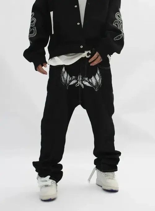 VIBE Black face print washed straight jeans Size US 32 / EU 48 - 3 Thumbnail