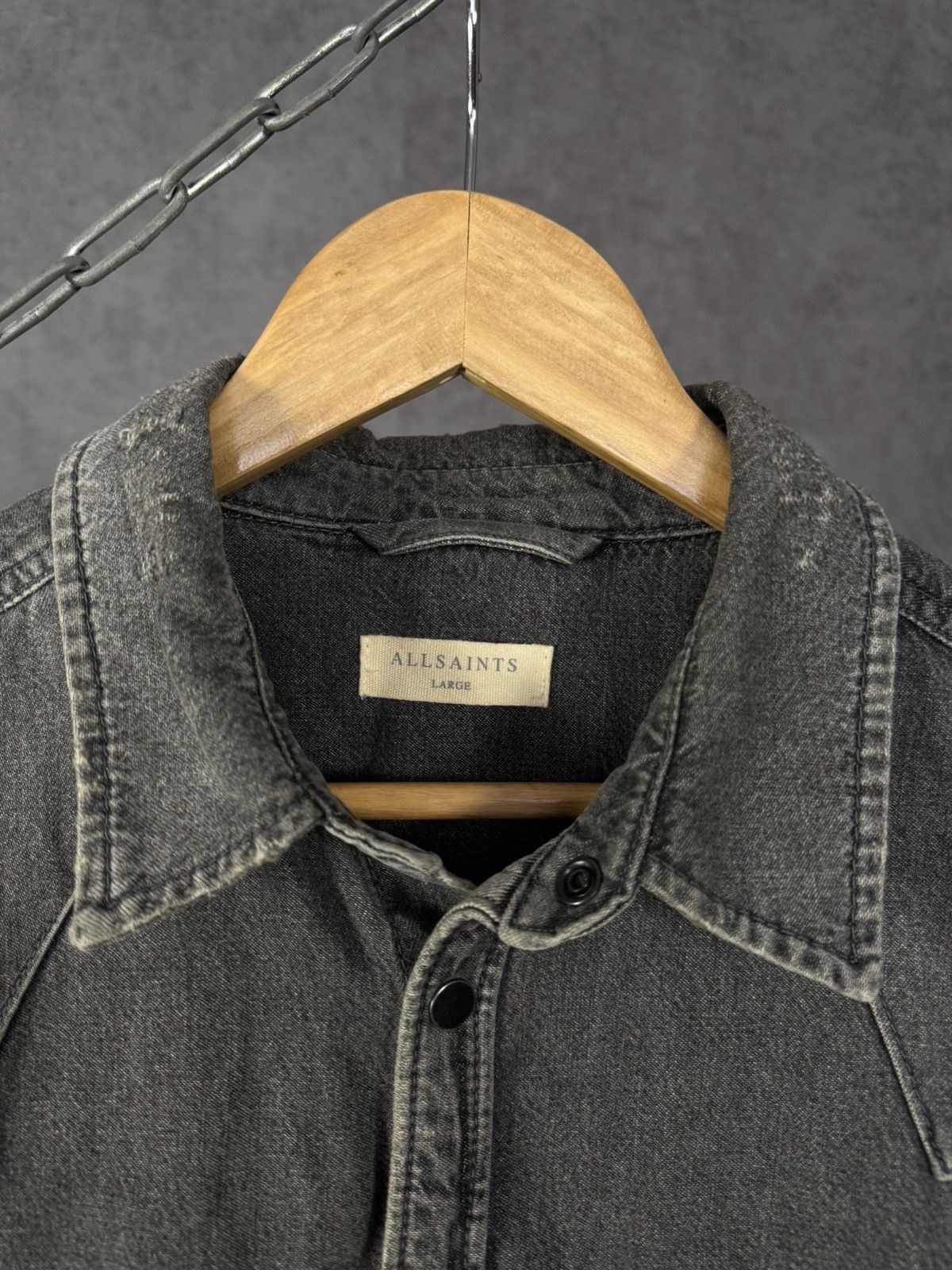Allsaints Allsaints designer distressed denim shirt Size US L / EU 52-54 / 3 - 3 Thumbnail