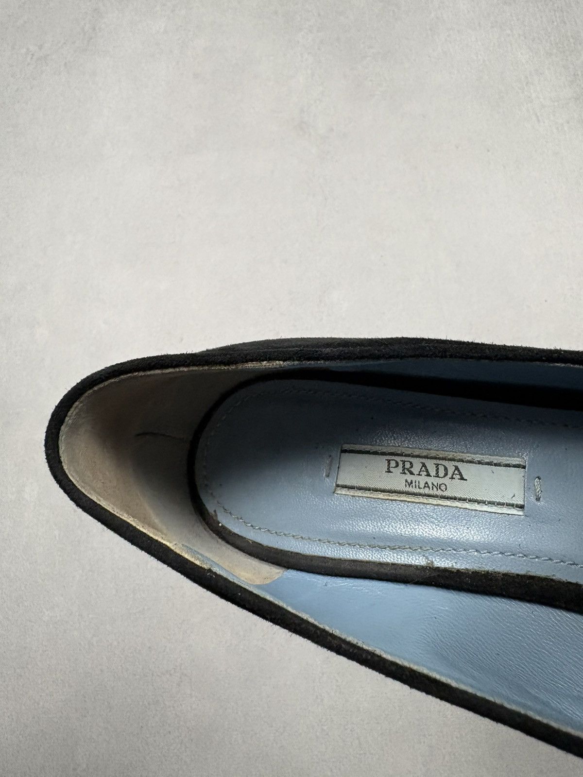 Prada Prada Milano Suede Logo Strap Block Heel Loafers Black 38.5 Size US 8.5 / IT 38.5 - 24 Thumbnail