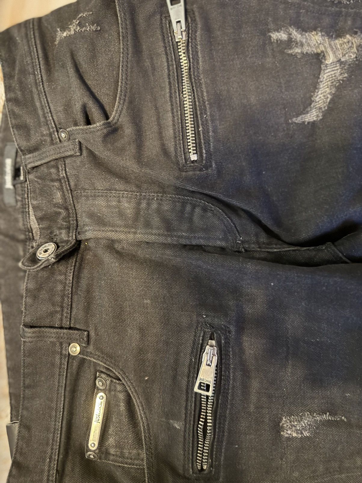 Just Cavalli Black distressed JustCavalli Jeans Size US 29 - 6 Thumbnail