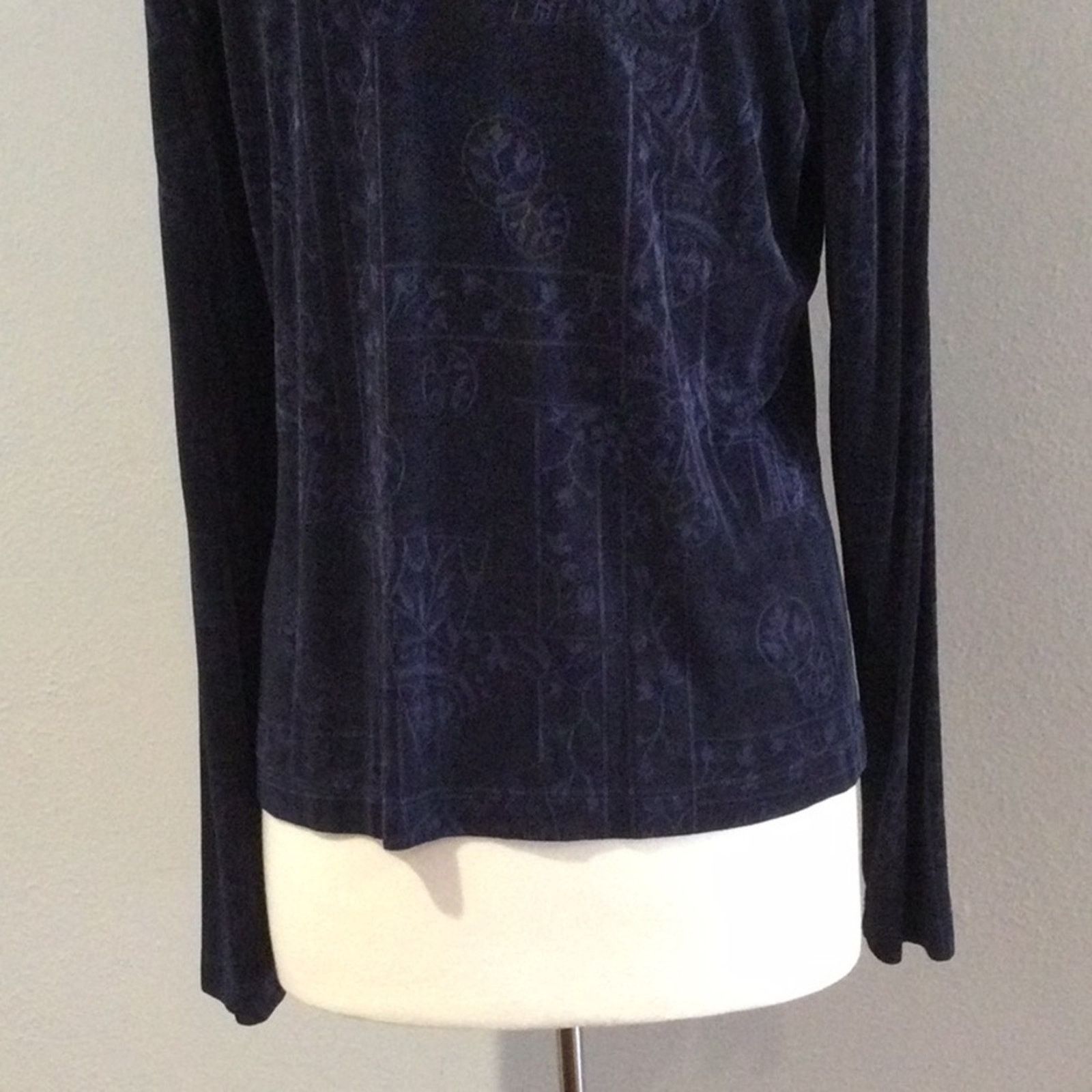 Chicos Chico's Travelers Navy Floral Long Sleeve Pullover 3/XL/16 Size XL / US 12-14 / IT 48-50 - 10 Thumbnail
