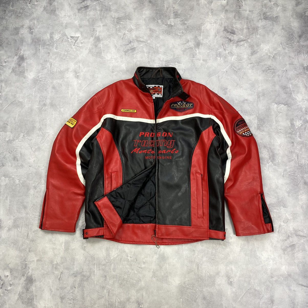 Vintage Leather Jacket 90s Y2K Racing Big Logo Hype Grail