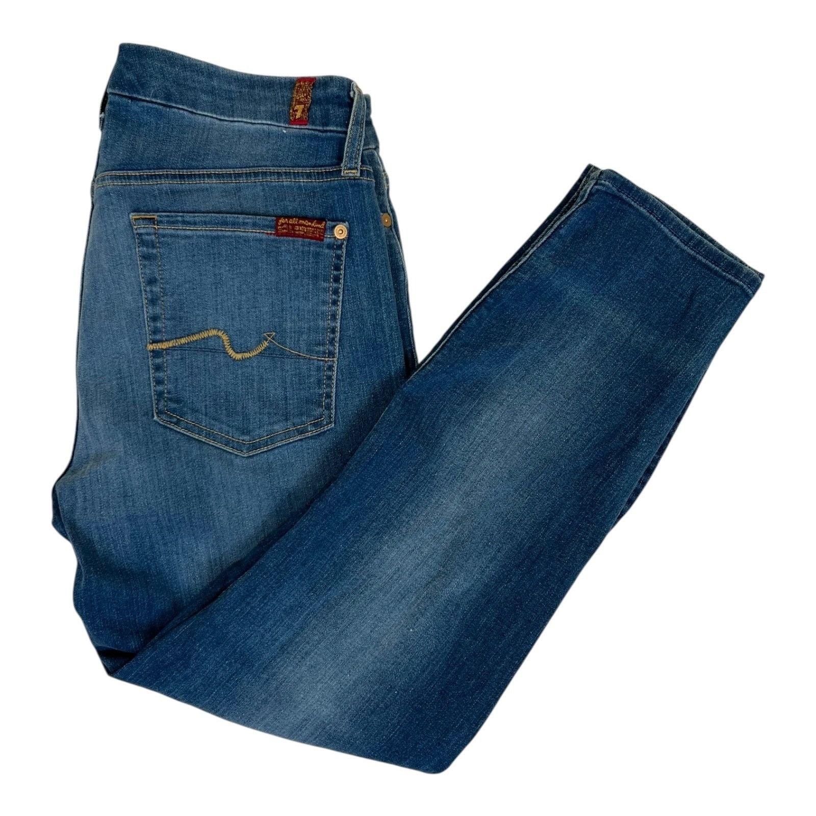 7 For All Mankind 7 For All Mankind Womens Jeans Blue 32 Kimmie Crop Denim Str Size 24" / US 00 / IT 34 - 1 Thumbnail