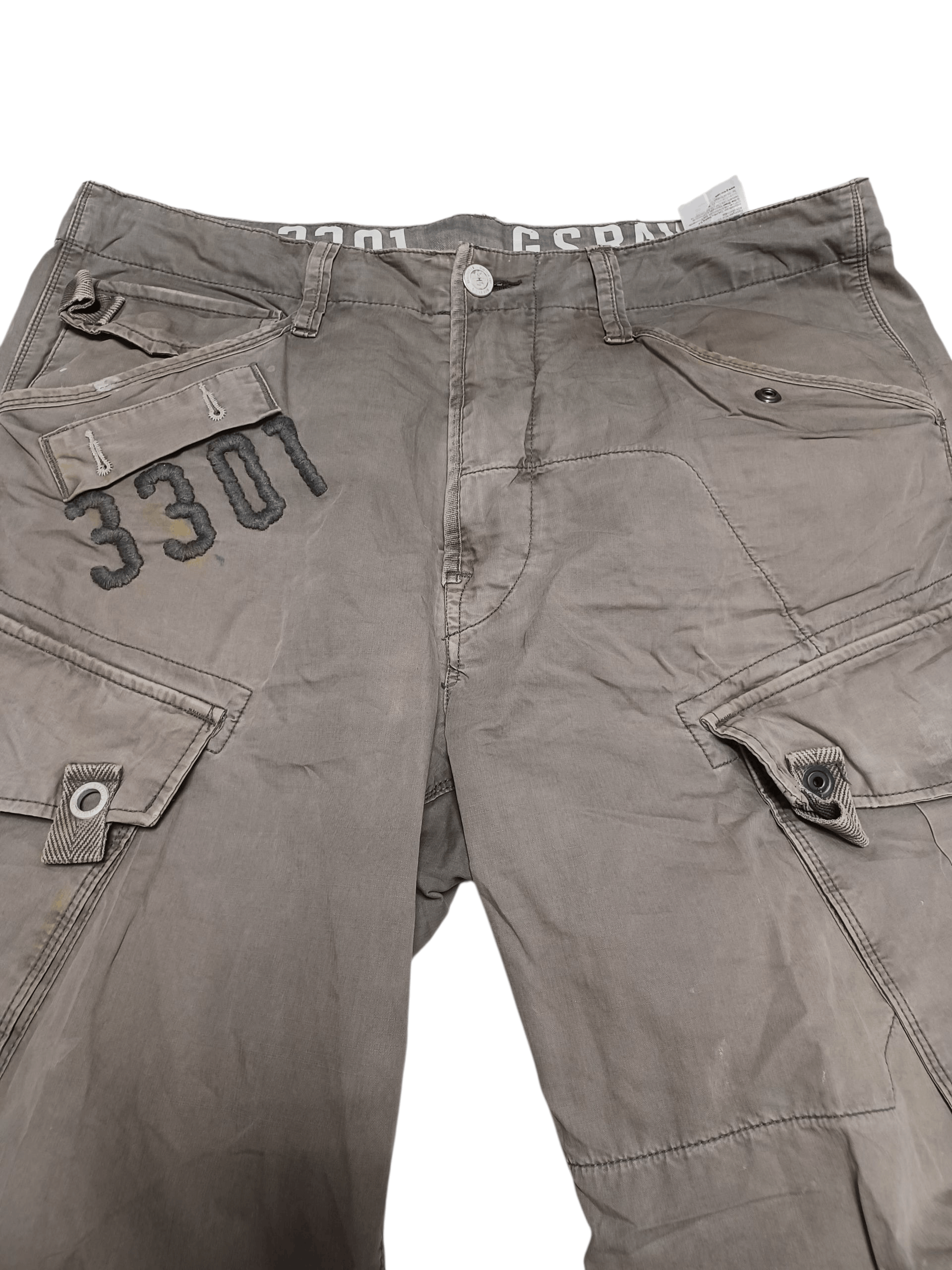 G-Star G STAR RAW 3301 CARGO MULTIPOCKET MILITARY DIRTY FADED PANTS Size US 34 / EU 50 - 3 Thumbnail