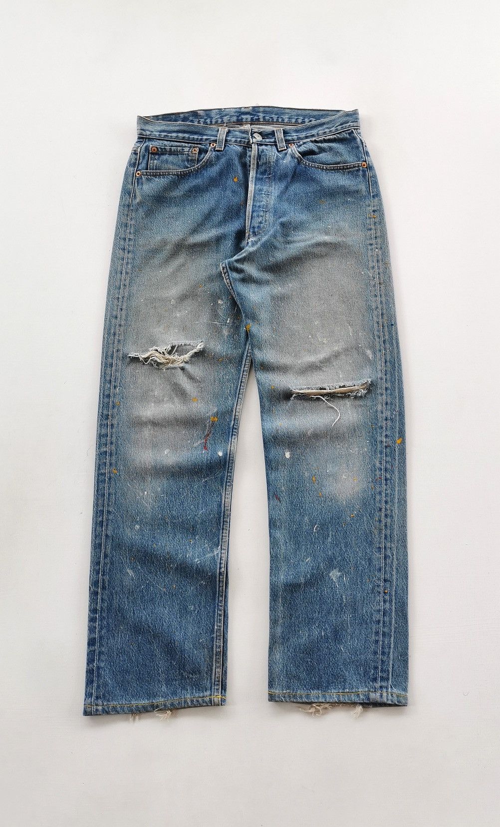 Levi's 90s Vintage Levis 501 Paint Splash Distressed Jeans Size US 32 / EU 48 - 2 Thumbnail