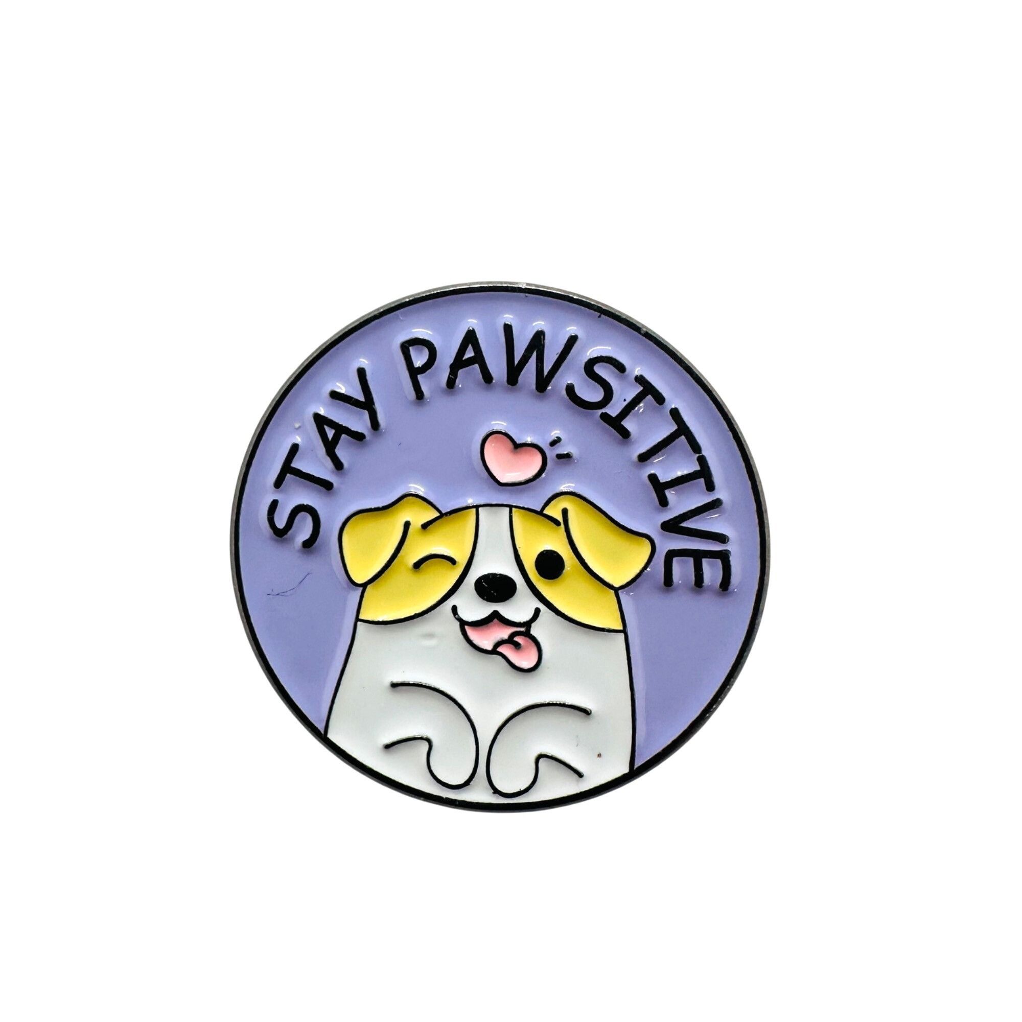 Other ✨STAY PAWSITIVE Cute Dog Animal Round Badge Cartoon Lapel Br Size ONE SIZE - 5 Thumbnail
