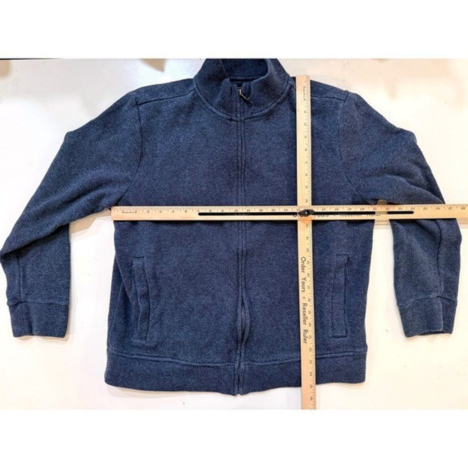 Banana Republic Banana Republic Sweater Men's LG Blue Full Zip Mock Jacket Size US L / EU 52-54 / 3 - 5 Thumbnail