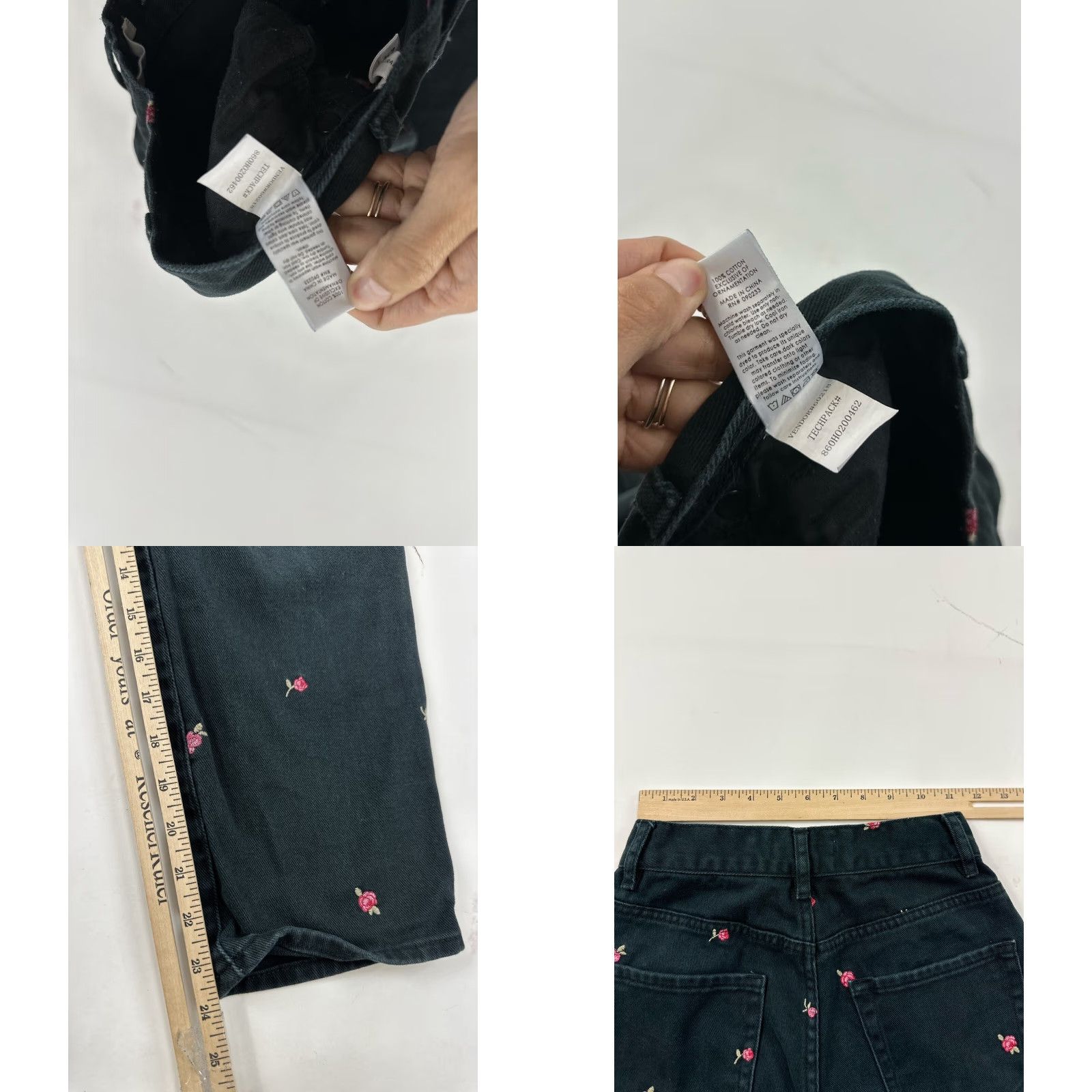 Pacsun VINTAGE PacSun Jeans Women’s 24 Black Floral Embroidery High Rise Straight Size 42" / US 20 - 8 Thumbnail