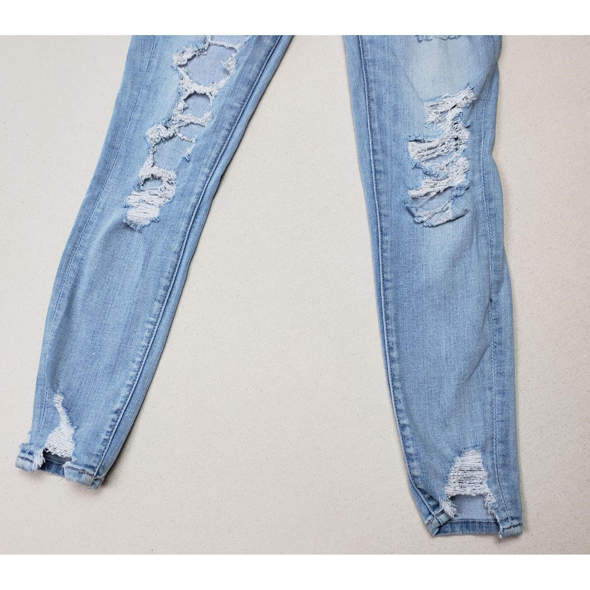 American Eagle Outfitters American Eagle Women's Distressed Straight Leg Blue Jeans 2 Size 24" / US 00 / IT 34 - 3 Thumbnail