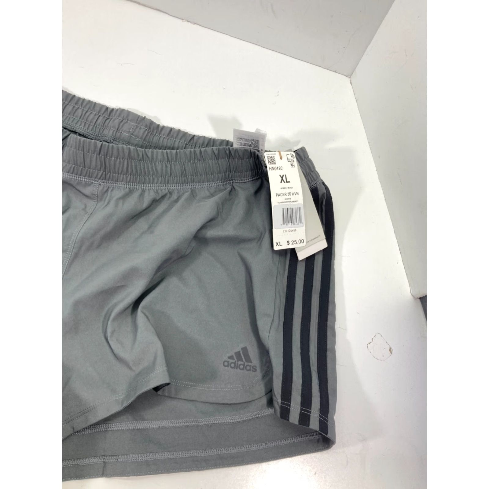 Adidas Adidas Pacer 3 Stripes Woven Athletic Shorts Womens Size XL Gray Aero Ready NWT Size 40" / US 18 - 2 Thumbnail