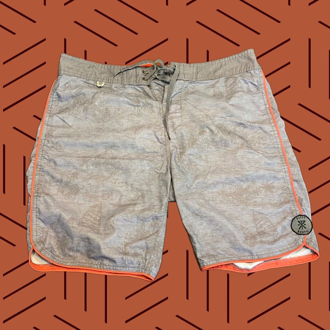 Roark Roark Revival Swim Shorts Mens 36 Gray Blue Floral Drawstring Beach Non Lined Size US 36 / EU 52 - 1 Thumbnail