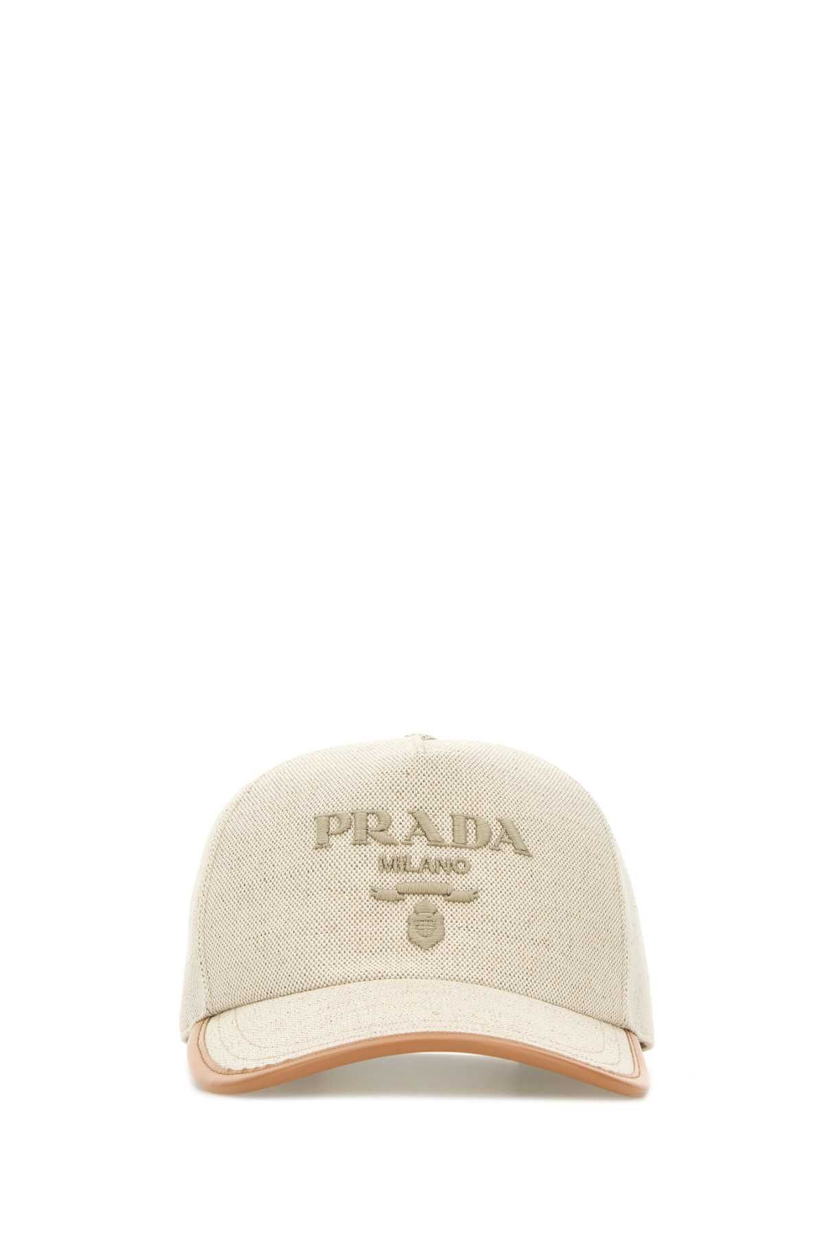 Prada Melange Sand Cotton Blend Baseball Cap Size ONE SIZE - 1 Thumbnail