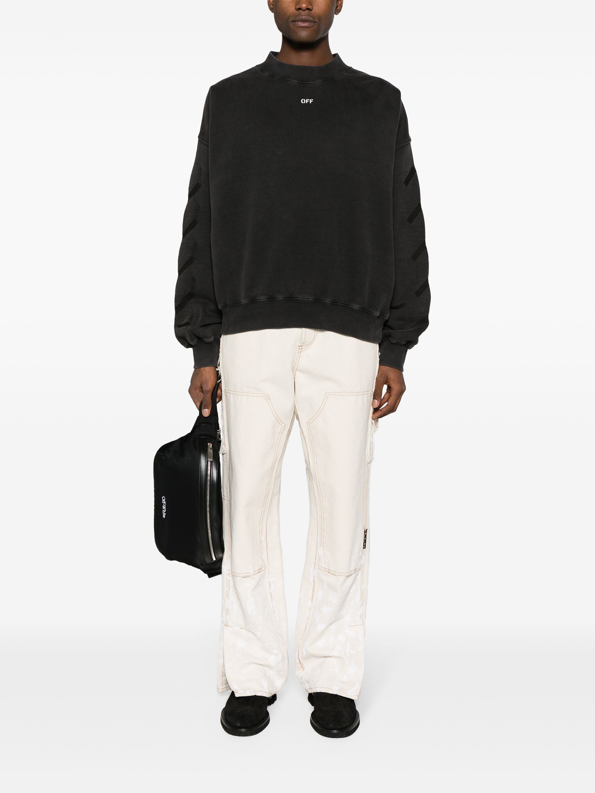 Off-White o1s22i1n1124 Crewneck Sweatshirt in Black Grey Size US M / EU 48-50 / 2 - 2 Thumbnail
