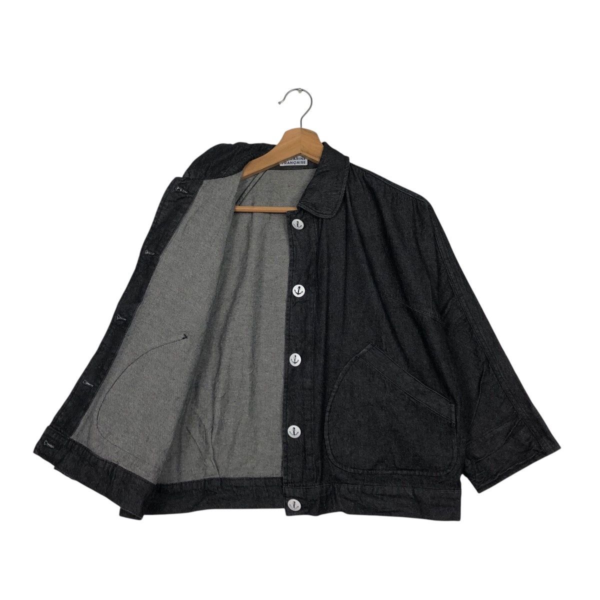 45rpm 📌Vintage Cropped Denim Jacket Worker La Marine Francaise Size US M / EU 48-50 / 2 - 11 Thumbnail