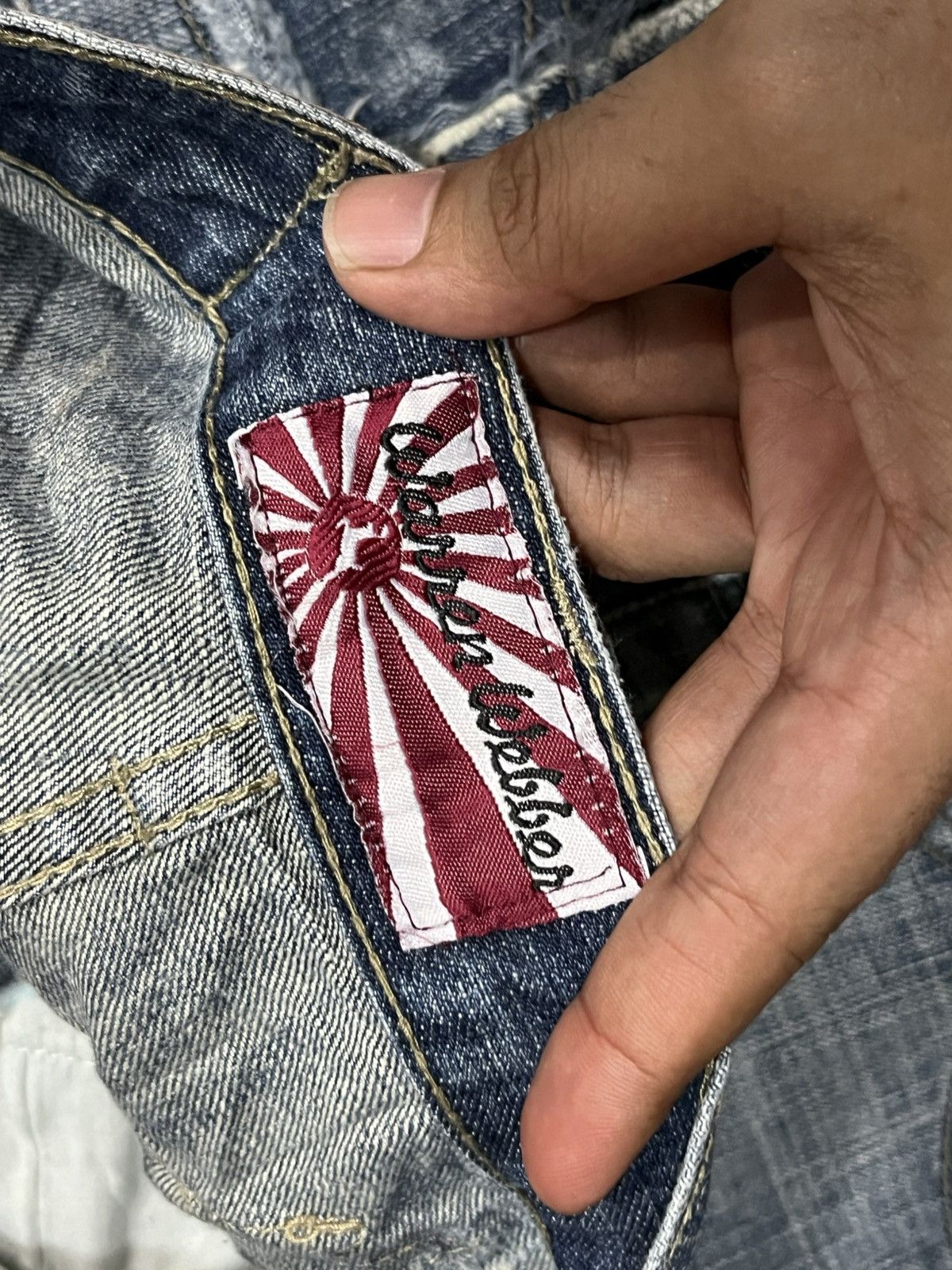 Who Decides War Warren Webber Studded Pocket Antelope Patches Blue Jeans Size US 28 / EU 44 - 18 Thumbnail