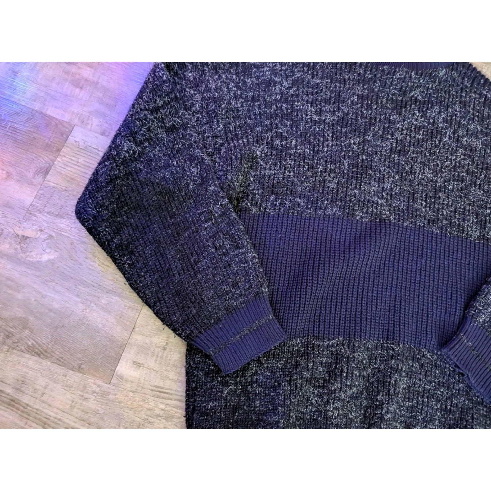 New Era VINTAGE New Era Grandpa Sweater Mens S USA Made Striped Textured Knit 90s Blue/Gray Lightweight Pullover Mens Size US S / EU 44-46 / 1 - 4 Thumbnail