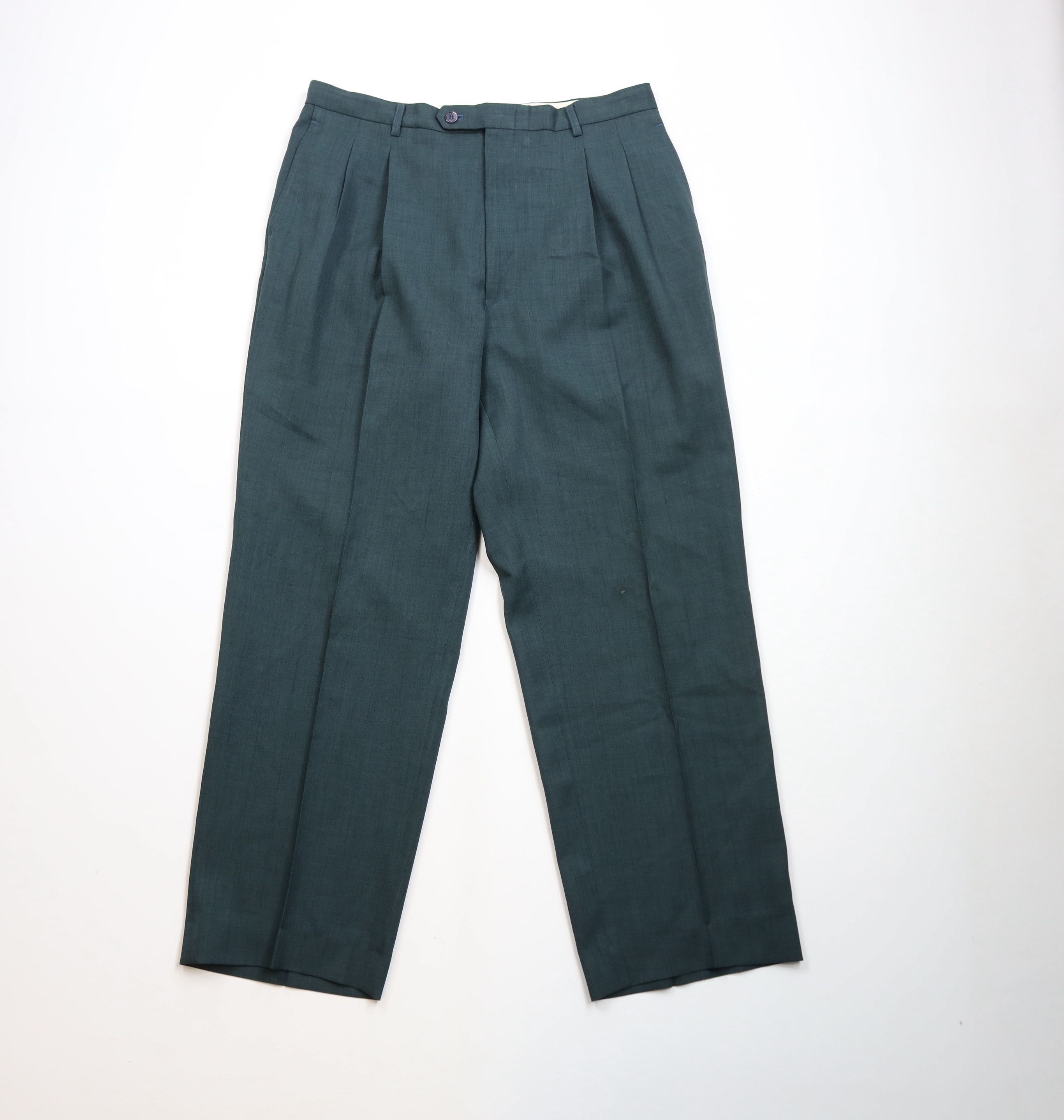 Vintage Vintage 90s Streetwear Pleated Wide Leg Chino Pants Green Size US 34 / EU 50 - 1 Thumbnail
