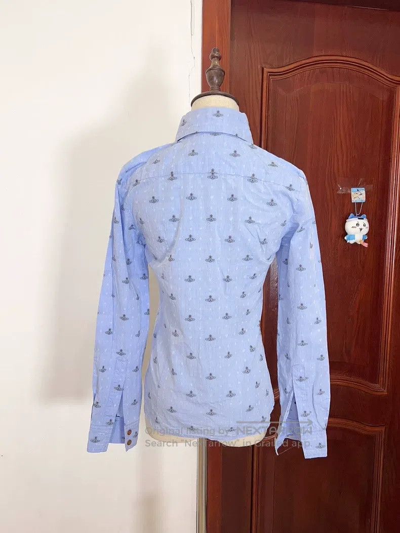 Vivienne Westwood vivienne westwood Second-hand blue full纹 long-sleeved shir Size S / US 4 / IT 40 - 2 Thumbnail