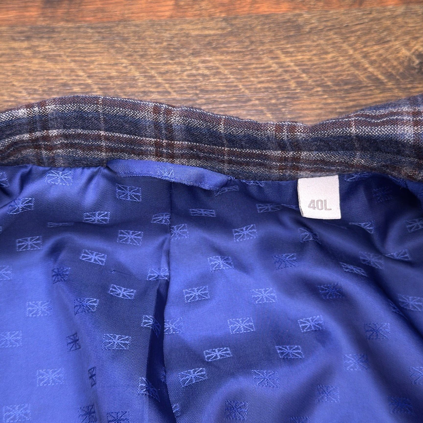 Ben Sherman Ben Sherman Sport Coat Blazer 40 Long Blue Plaid Wool Blend Mens Regular Jacket Single-Breasted Notch Lapel 1-Button Preppy Size 40R - 5 Thumbnail