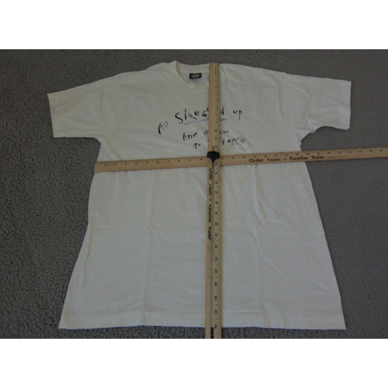 Vintage VINTAGE Screen Stars T-Shirt Mens Large White Crew Neck Short Sleeve Stressed Out 80s 90s Classic Size US L / EU 52-54 / 3 - 6 Thumbnail
