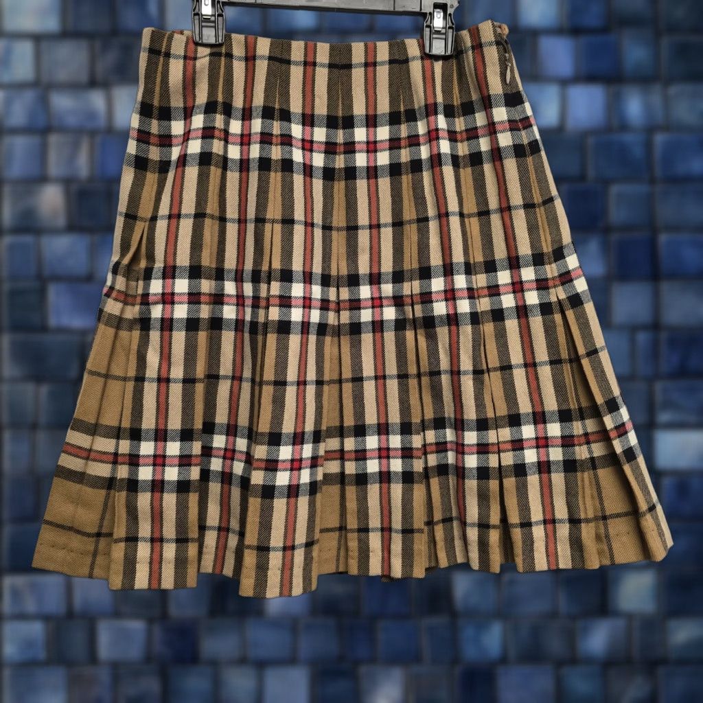 Vintage VINTAGE Fletcher Jones Pure New Wool Tartan Skirt Kilt Yellow M Womens 29" 1980s Australia Size 36" / US 14 / IT 50 - 1 Thumbnail