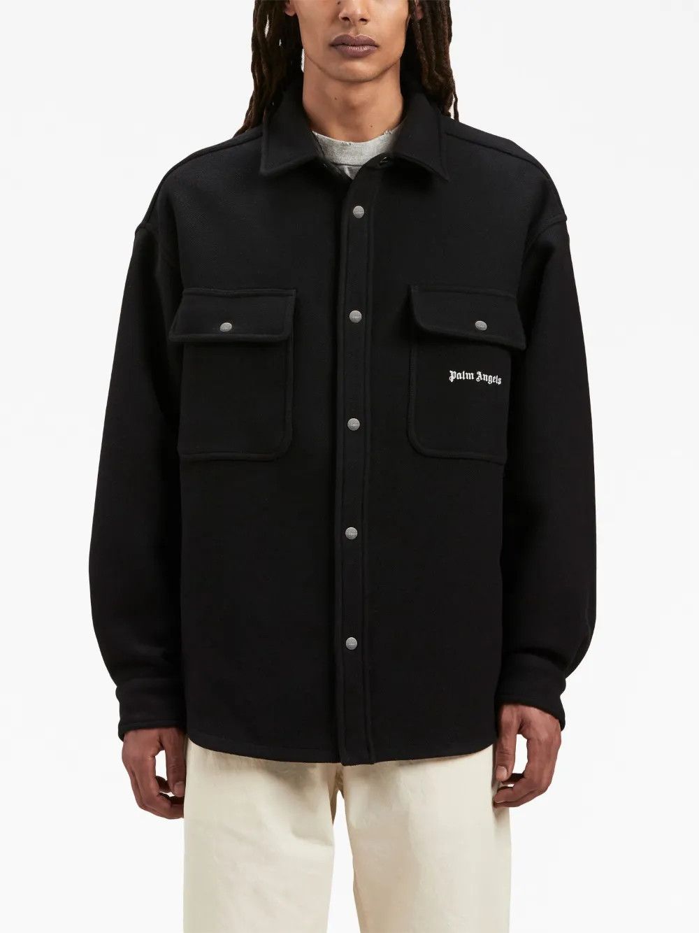 Palm Angels o1y0325 Logo Solid Color Shirt in Black Size US M / EU 48-50 / 2 - 3 Thumbnail