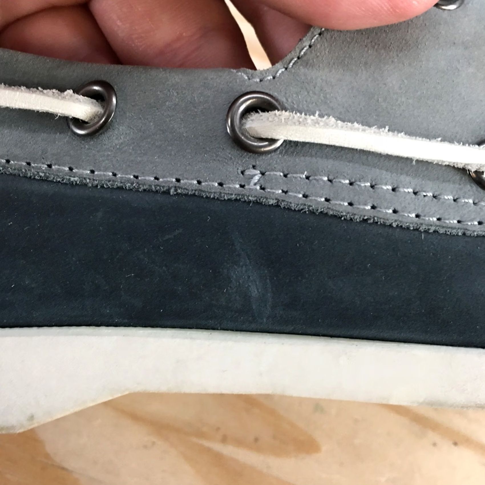Vintage White Mountain Shoes Womens 7.5M Boat Blue Leather Lace Up Low Top Casual Flats Shoes Size M / US 6-8 / IT 42-44 - 4 Thumbnail