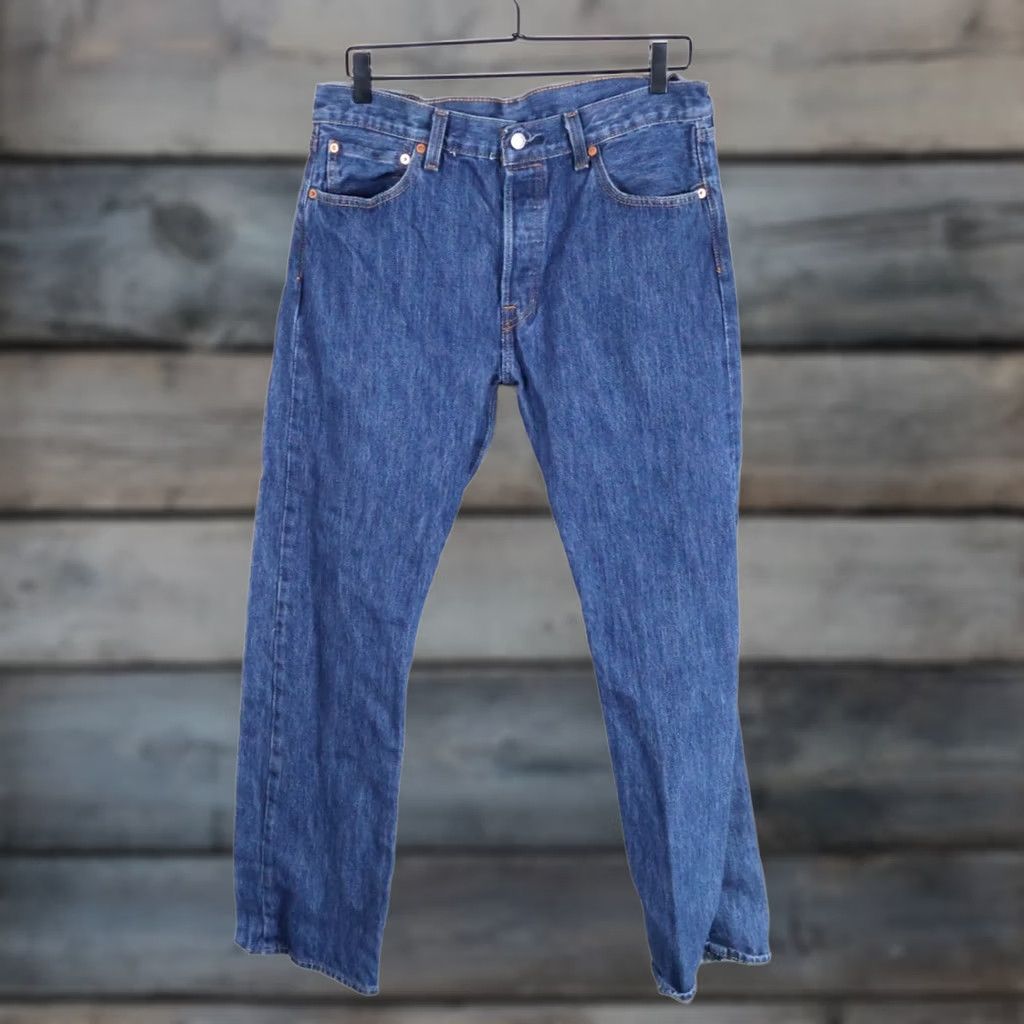 Levi's Levi's 501 Jeans Men's 33 x 31 Blue Button Fly Straight Denim (34 x 32 Tag) Size US 33 - 1 Thumbnail