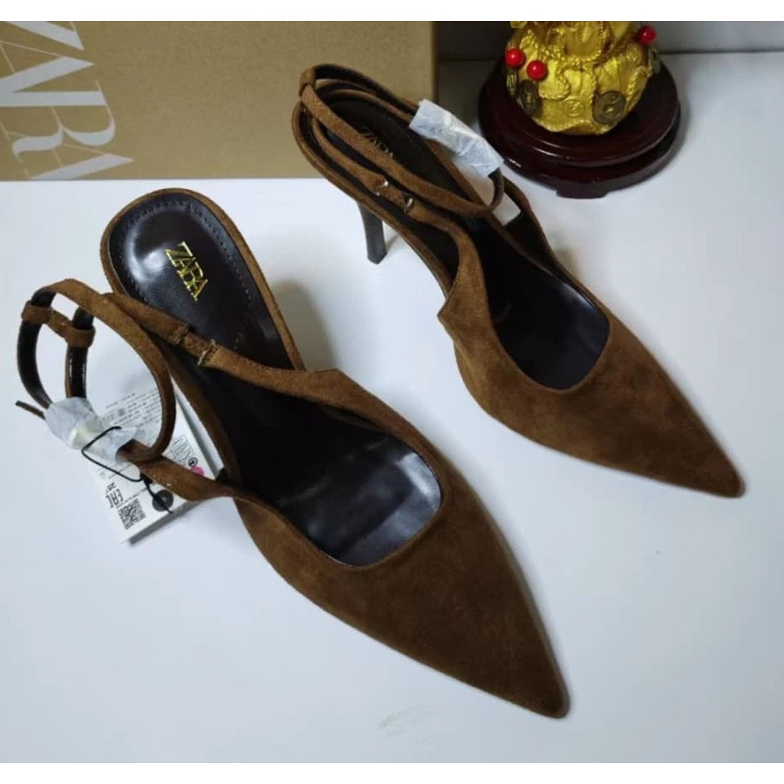 Zara ZARA Brown Leather Slingback Heels NWT Size US 10 / IT 40 - 12 Thumbnail