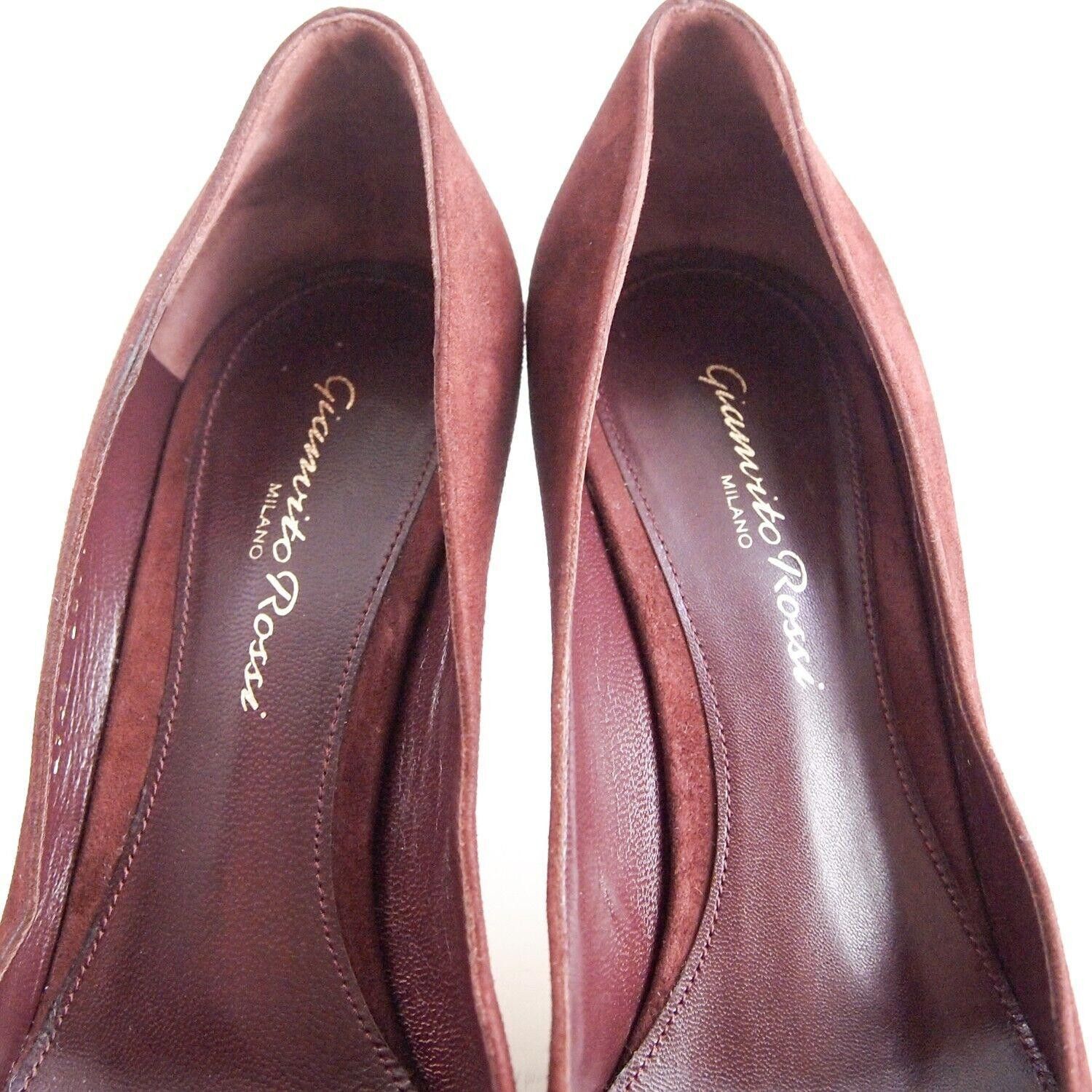 Gianvito Rossi Gianvito Rossi Mid Heel Pumps Burgundy Suede US 6.5 EU 36.5 Size US 6.5 / IT 36.5 - 4 Thumbnail