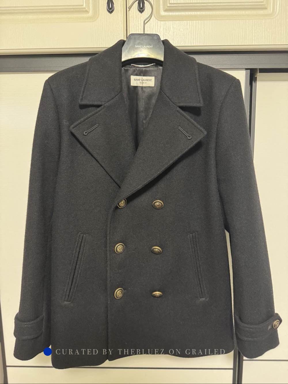 Saint Laurent Paris Black Double-Breasted Heavy Coat Size S Size US S / EU 44-46 / 1 - 1 Thumbnail