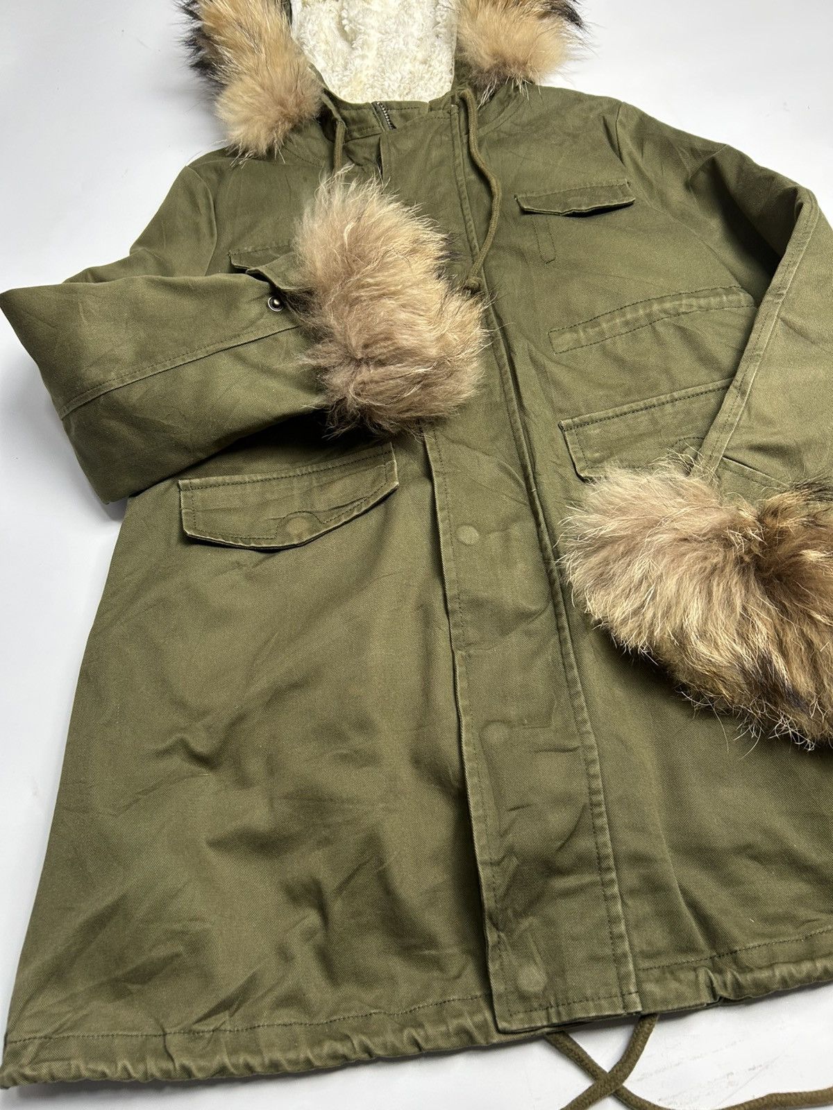 Japanese Brand MULTI POCKET FAUX FUR REMOVABLE FLEECE LINING PARKA JACKET Size US S / EU 44-46 / 1 - 2 Thumbnail