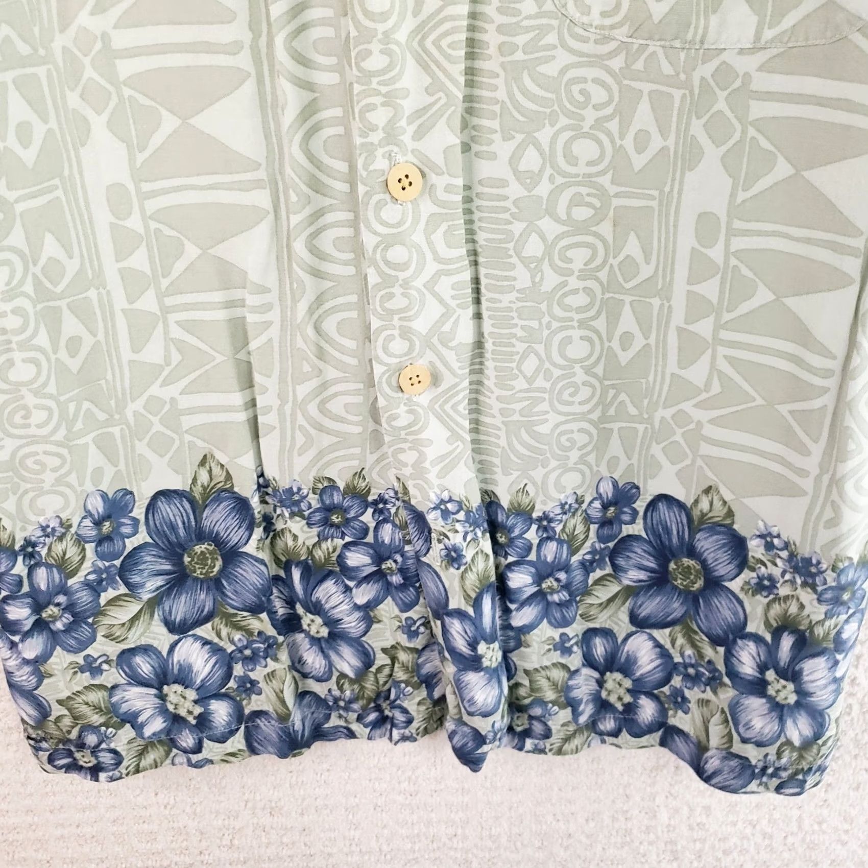 Vintage Original Island Sport Shirt Mens L Green Floral Hawaiian Rayon Button-Up Beach Shirt Size US L / EU 52-54 / 3 - 5 Thumbnail