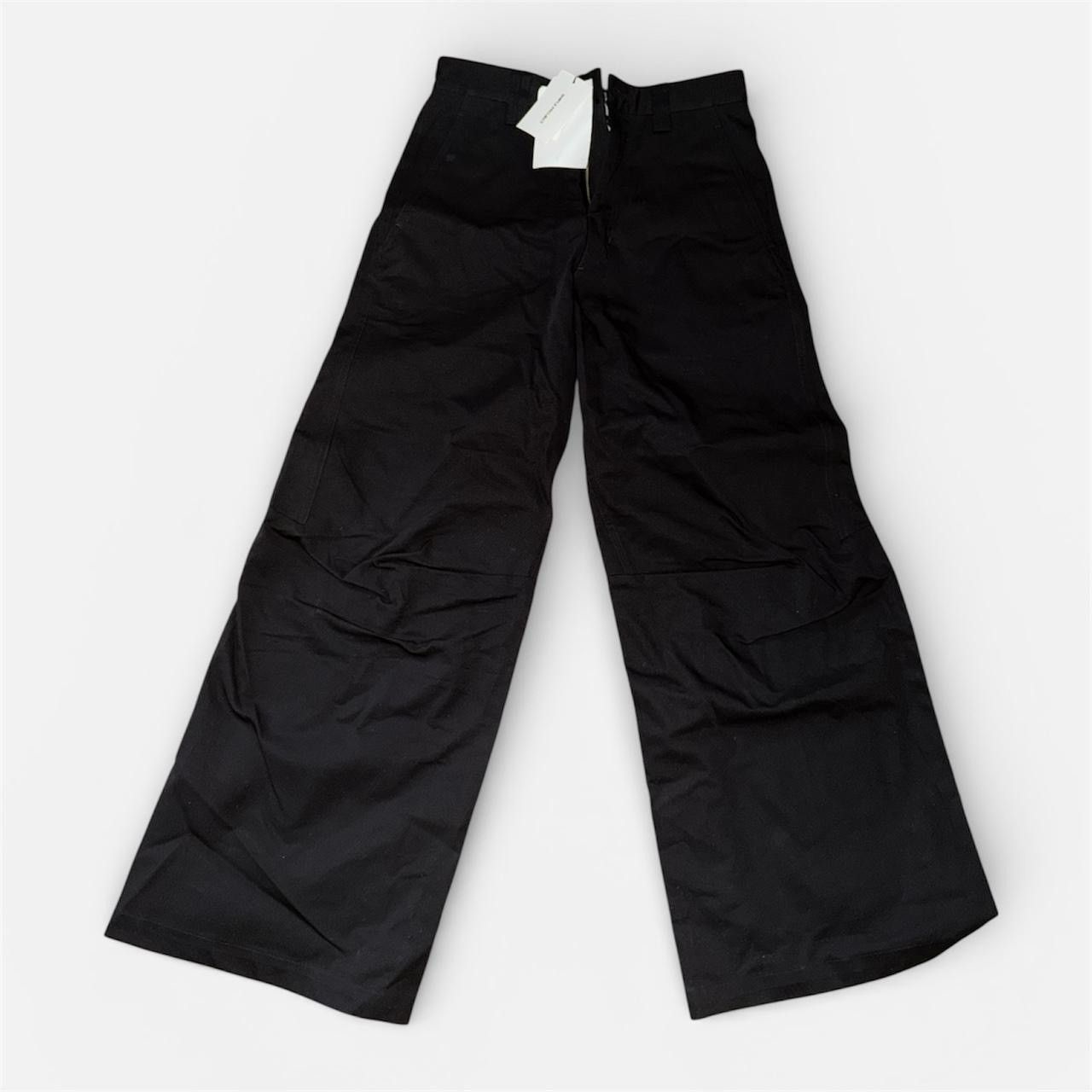 SIMPLE PROJECT Simple Project Black Wide-Leg Cotton Trousers + Darted Knees Size US 29 - 2 Thumbnail