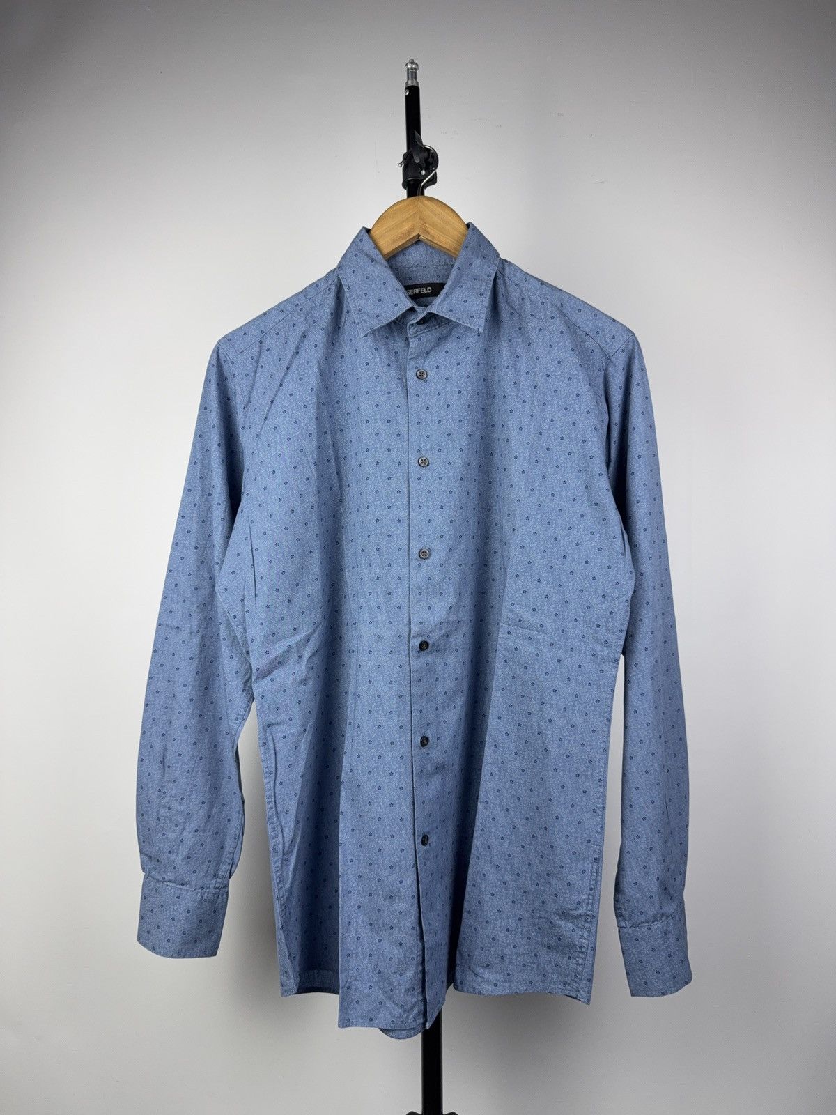 Karl Lagerfeld Karl Lagerfeld Blue Patterned Long Sleeve Shirt Size 40 / L Size US L / EU 52-54 / 3 - 1 Thumbnail