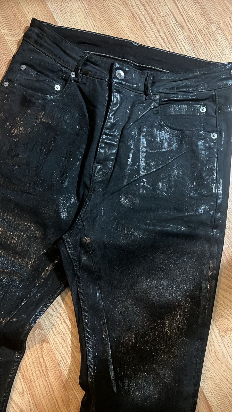 Rick Owens × Rick Owens Drkshdw SS23 EDFU Rick Owens Foil Wax Detroits Size US 29 - 3 Thumbnail
