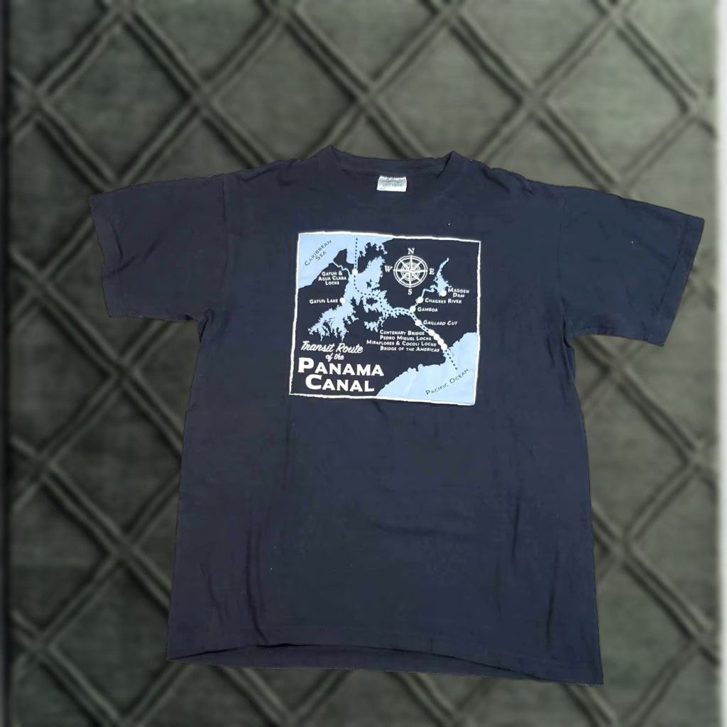 Vintage VINTAGE Panama Canal T Shirt Black Graphic Tee Unisex M Transit Route Map Size US M / EU 48-50 / 2 - 1 Thumbnail